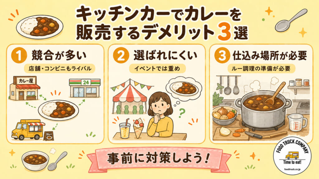 キッチンカーでカレーを販売するデメリット3選