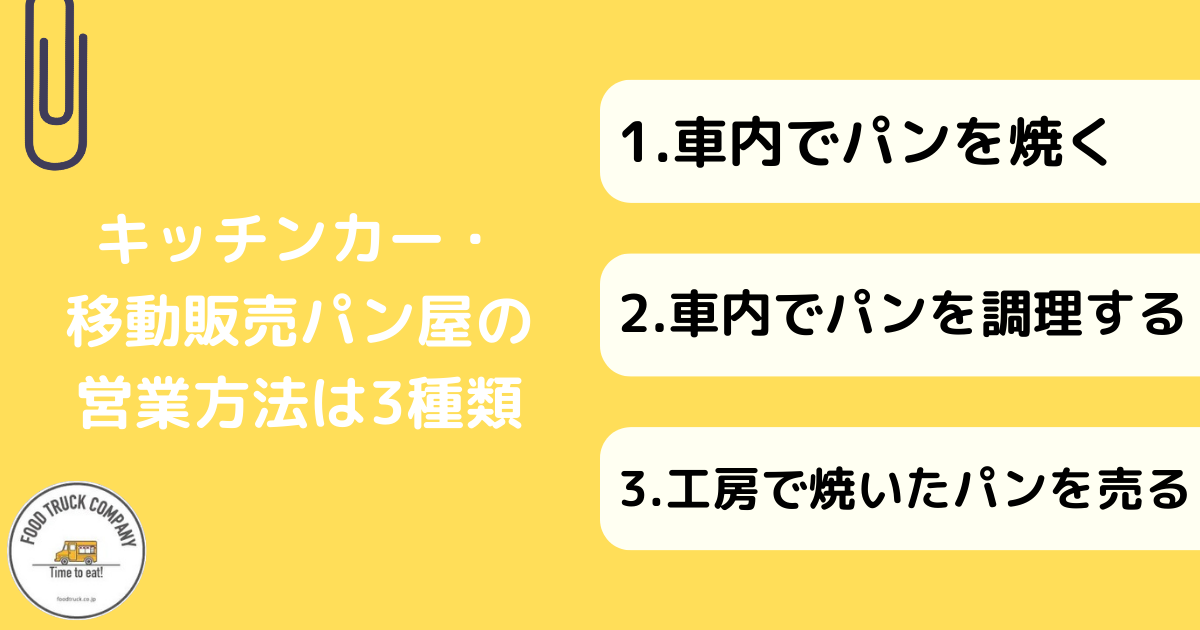 キッチンカー・移動販売パン屋の3種類の営業方法