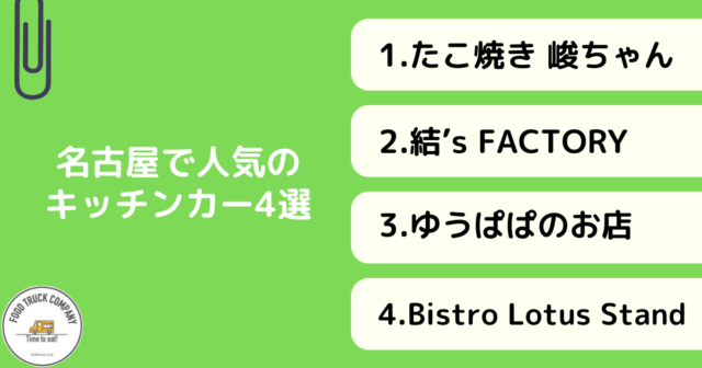 名古屋で活動する人気のキッチンカー4選