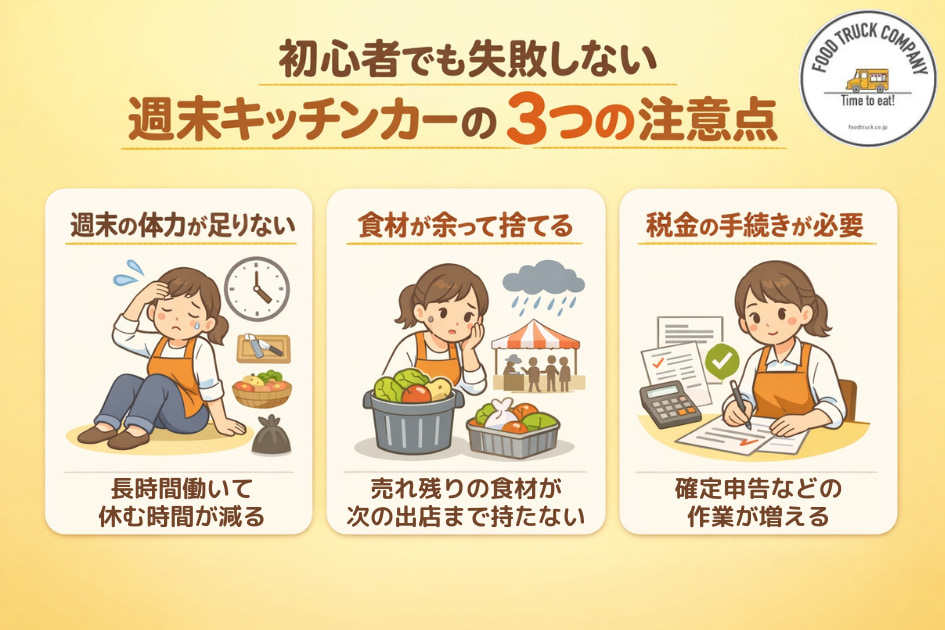 キッチンカーを週末のみ営業するデメリット