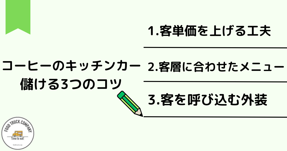 コーヒーショップのキッチンカーで儲けるコツ3選