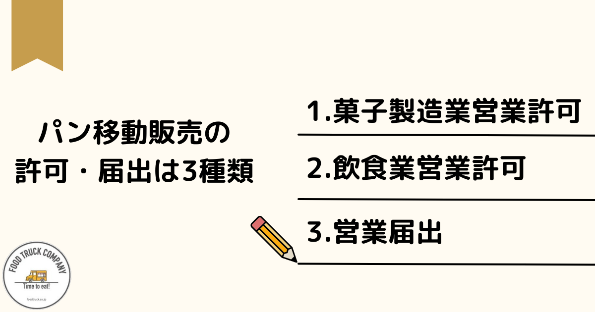 パンの移動販売に必要な許可・届出は3種類！