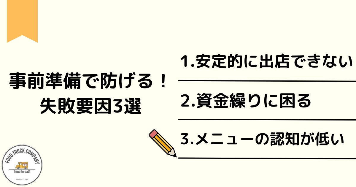 事前準備で防げる！キッチンカー開業後の失敗要因3選