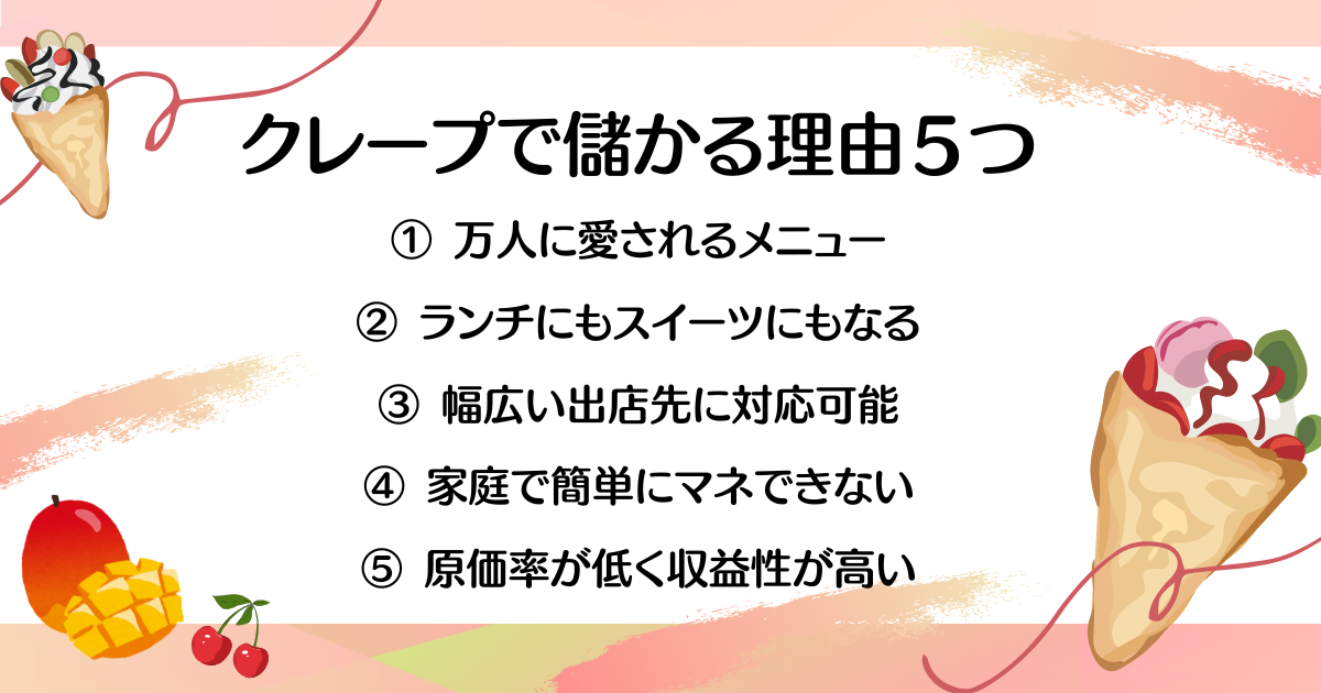 【実売データあり】クレープのキッチンカーのリアルな収入・売上・利益と儲かる８つのポイント