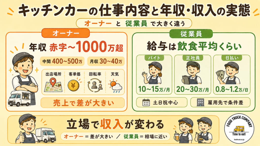 キッチンカーの仕事内容と年収・収入の実態