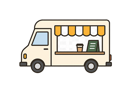 開業したてのキッチンカーのイラスト
