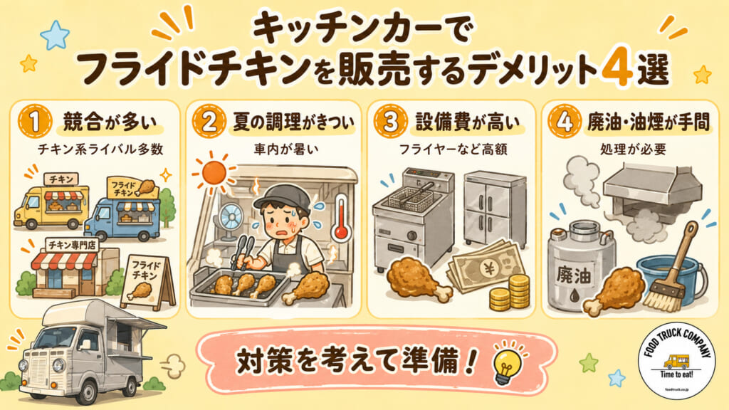 キッチンカーでフライドチキンを販売するデメリット4選