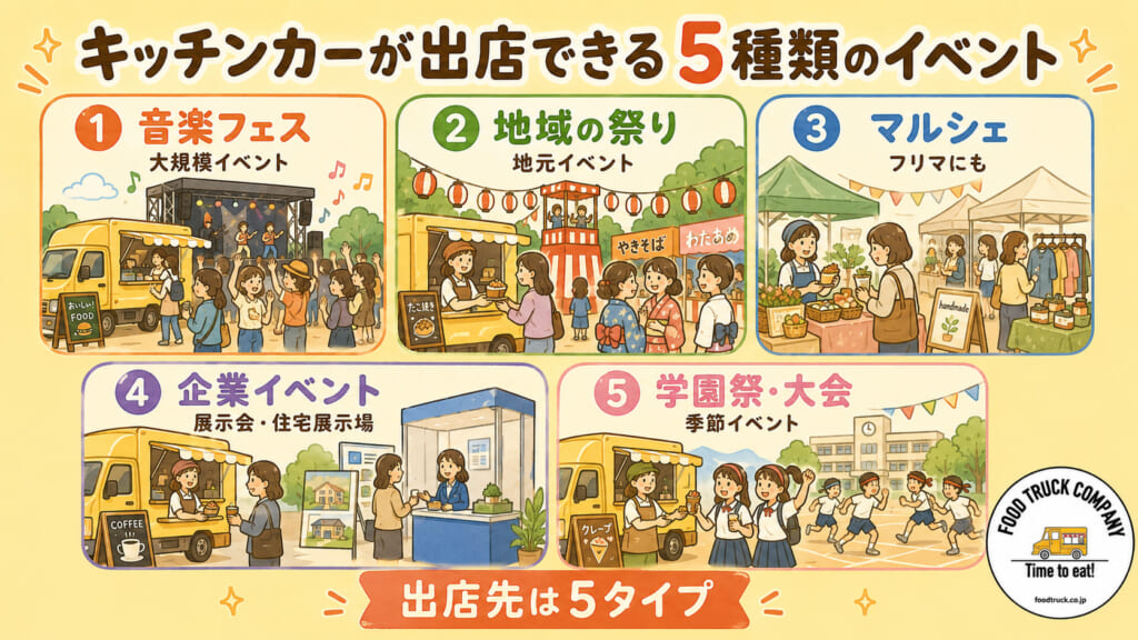 キッチンカーが出店できる5種類のイベント