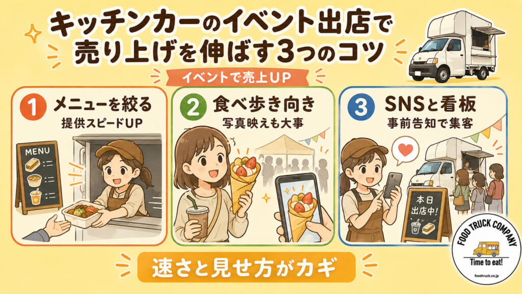キッチンカーのイベント出店で売り上げを伸ばす3つのコツ