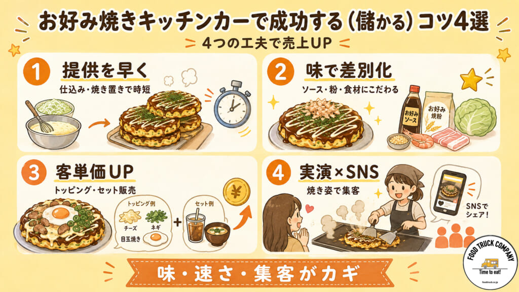 お好み焼きキッチンカーで成功する(儲かる)コツ4選