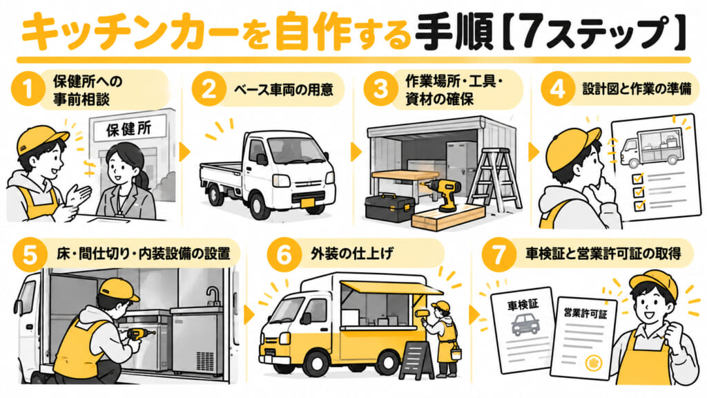 キッチンカーを自作する手順【7ステップ】